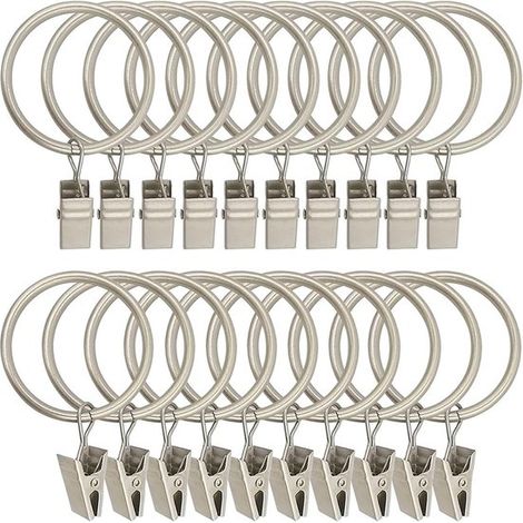 30 clip per tende in metallo resistente - acciaio inossidabile stile vintage per aste per tende fino a 25 cm (argento) (1/5)