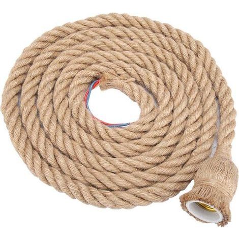 Suspension vintage en corde de chanvre, douille E27, 85–265 V, 2 m, 1 ampoule (1/5)