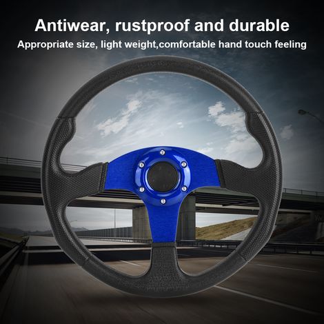 Volant sport de course en forme de disque de 14 pouces (350 mm de profondeur), à 6 boulons, volant de performance pour modification de voiture, disponible en plusieurs couleurs, bleu. (1/5)