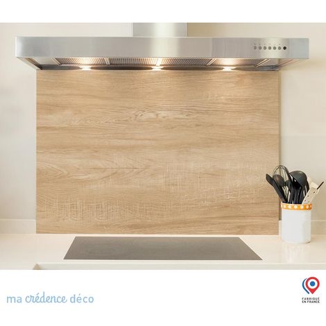 Fond de hotte : Bois brut - Alu composite - 90 cm - 60 cm