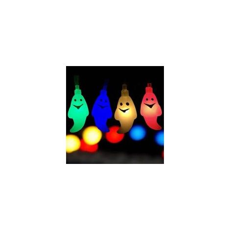 Guirlande Lumineuse Halloween 30 LED Fantôme 3D Multicolore, Décoration Extérieur Intérieur à Piles, 3.3m pour Fête Noël (1/3)