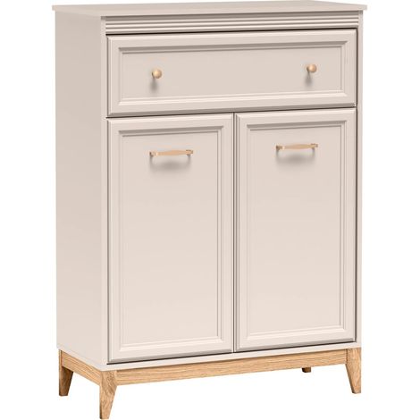 AX LIVING Kommode Nymphen Cashmere schmal 1 Schublade 2 Türen MDF Eiche Beine