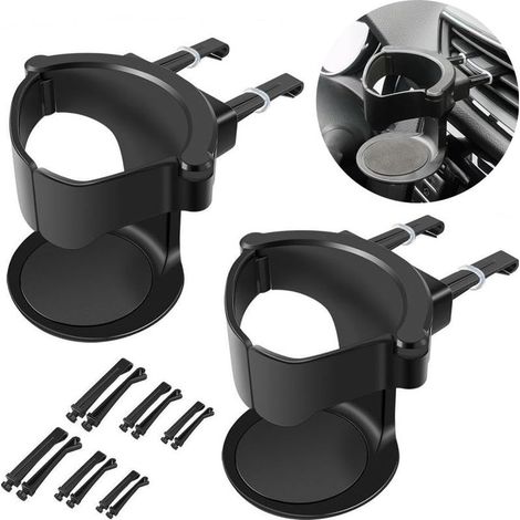 Porte Gobelet Voiture, 2 Pcs Porte-gobelet Ventilation de Voiture, Porte-gobelet réglables pour Auto pour Grille daération de Voiture, Support de Bouteille pour Tasse à Café(Noir) (1/4)