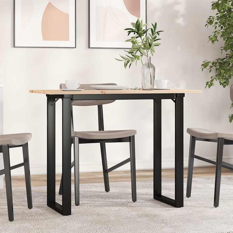 vidaXL Table à manger cadre en O 100x50x75 cm bois de pin massif acier (1/5)