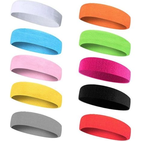 Fasce antisudore per la fronte – Confezione da 10 fasce elastiche in cotone, 18 cm, ideali per ciclismo, fitness e sport unisex