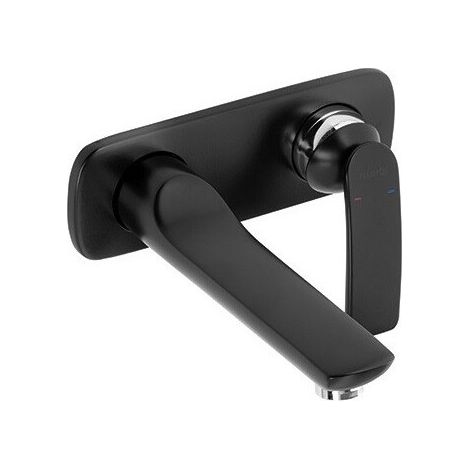 Balance mitigeur de lavabo mural à encastrer 2 trou s, 180 mm, noir mat chromée