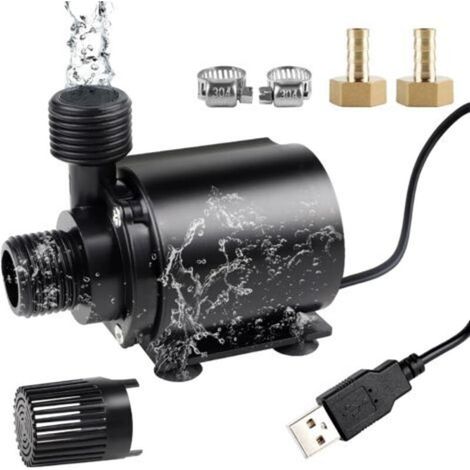 USB Aquarium Pump 500L/H 4W Submersible Mini Water Pump Small Fountain Pump Filter Pump Ultra-Quiet Fountain Pump with 1.8m Cable 2 Brass Nozzles (1/5)