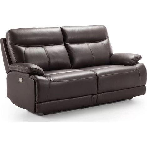 Les Tendances – Canapé en cuir marron 2 places fixe – Système fixe – Confort optimal avec mousse polyuréthane – Fabrication en Espagne
