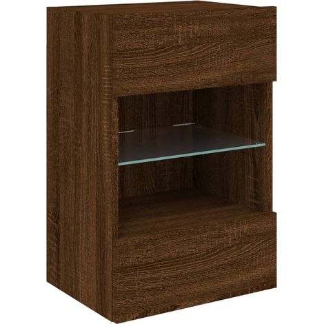 Mobile TV multimediale scaffale per televisione televisione buffet sala da pranzo soggiorno camera da letto a parete con luci a LED rovere 40 x 30 x 60,5 cm marrone 020027948