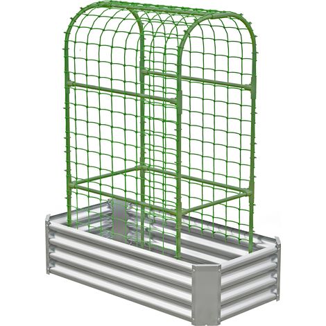 Letto rialzato da giardino con griglia 120x60x150 cm in acciaio zincato argento MODENUIT (1/5)
