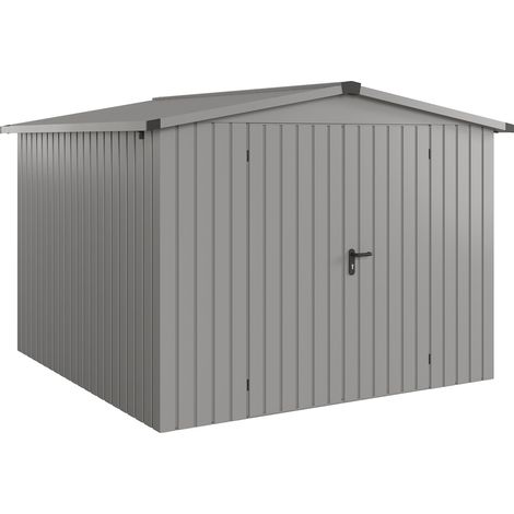 Hörmann Ecostar Metall-Gerätehaus "Euroline Trend" mit Satteldach ESD 10, graualuminium, 262 x 262 cm, 2-flüglige Tür