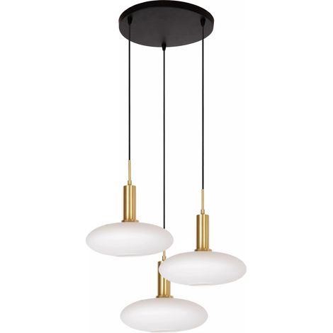 Lampadario Singala Lucide 3 luci vetro bianco ottone (1/5)