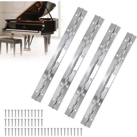 Klavierband – Möbelband – Klavierbänder aus Edelstahl für Schranktüren und Bootsschränke – Inkl. 48 Schrauben – 300 x 30 x 1,0 mm