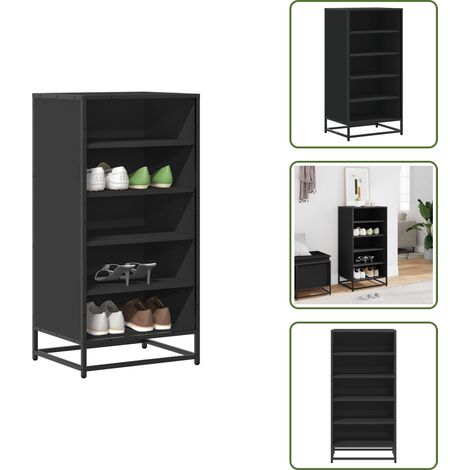 Schuhregal Schwarz 48x38x97,5 cm Holzwerkstoff - Schuhregal - Schuhregale - Schuhschrank - Schuhe Aufbewahrung (1/5)