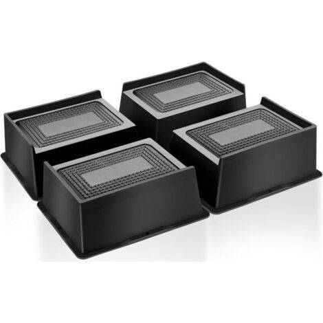 Bardusch-Lot de 4 rehausseurs de lit rectangulaires en forme de L antidérapants pour canapé, table, chaise, 5,1 cm, noir (5,1 cm) (1/5)