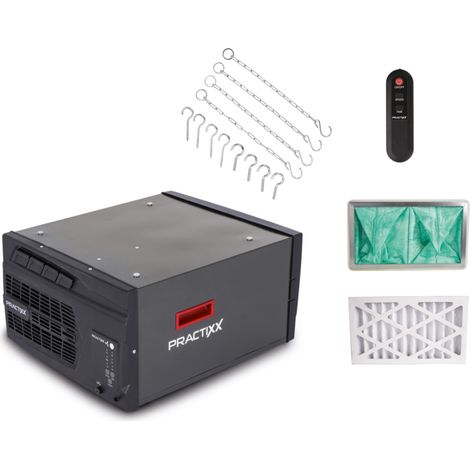 Practixx Purificateur d'air PX-LR-400 - 740 m³/h de capacité - 3 Niveaux de Filtration jusqu'à 1 μm - Contrôle à distance & Suspension murale - Pour atelier jusqu'à 400m² - Filtration d'atelier (1/3)