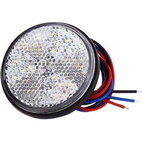 Ulisem LED Trailer Lights, 12V Rear Light for Trailer 2PCS Trailer Car Brake Light Round LED Reflector LED Marker Light for Truck Motorcycle Automobile (White, 2pcs) (1/4)