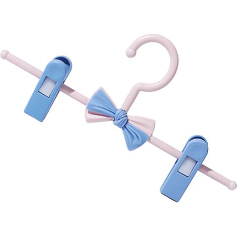 Cintres pantalon enfant plastique bleu, sans couture antidérapant, pince réglable extensible, support pantalon robuste, lot économique pour rangement armoire. (1/5)