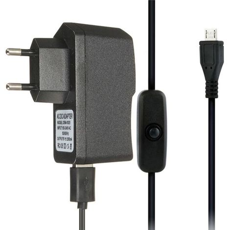 Cargador Micro USB Adaptador de corriente 5 V 2.5A 2500mA con Cable con Interruptor para Raspberry Pi 1/2/3 Modelo B/B plus