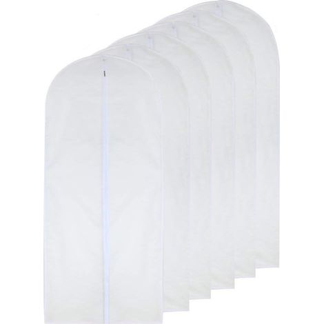 Sac de vêtement Clair 60cm x 140cm à Robe Longue Anti-Mites Sacs à vêtements Blanc Pare-poussière Respirant à Fermeture à glissière pour Placard de Rangement pour vêtements Lot de 6 (1/5)