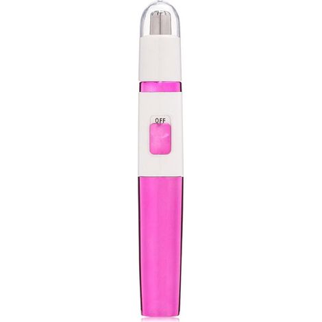 Coupe-poils nez et oreilles femme rose, épilateur nasal sans douleur professionnel, tondeuse sourcils visage à piles, lame double face étanche, nettoyage facile (1/5)