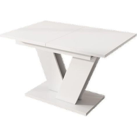 Table à manger extensible - Blanc - 4 à 8 personnes - Pieds en V - MDF robuste (1/5)