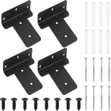 4 Pièces Equerre Etagere Murale, Équerre Étagère Flottants, 100mm Support Etagere Murale Industrielle, Supports d'étagère Muraux, Etagere Murale Fixation Invisible, Supports en L en Métal, Noir (1/5)