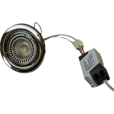 SPOT LED ENCASTRÉ Ø 82MM CHROME ORIENTABLE 25° AVEC LAMPE 9W BLANC CHAUD 2700K G5.3 ET ALIM 12V BRUMBERG 2034.02 (1/4)
