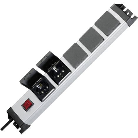 Multiprise 5 Prises avec Interrupteur éclairé et couvercles rabattables Protection IP 20 (1/2)