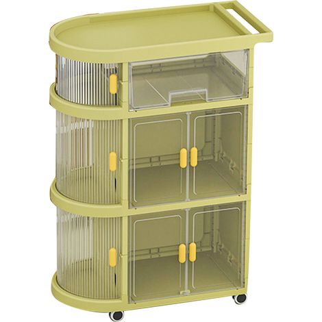 Couche bébé chariot pliable 4 niveaux roulant rangement organisateur fournitures nouveau-né armoire verte (1/5)