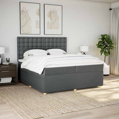 Boxspringbett mit Matratze Dunkelgrau 200x200 cm Stoff (1/5)