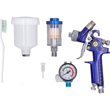 Pistolet HVLP avec manomètre, buse 0,8mm, pistolet peinture basse pression, godet 125ml (1/5)