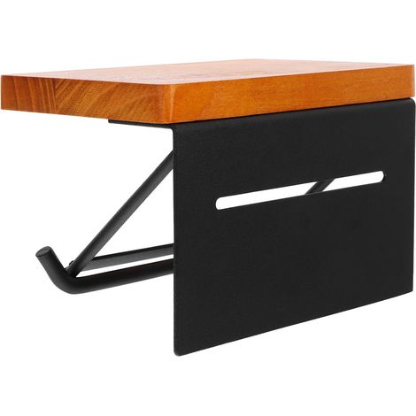 Porte-papier toilette, bois/fer/sans perçage, pour rouleau WC (1/5)