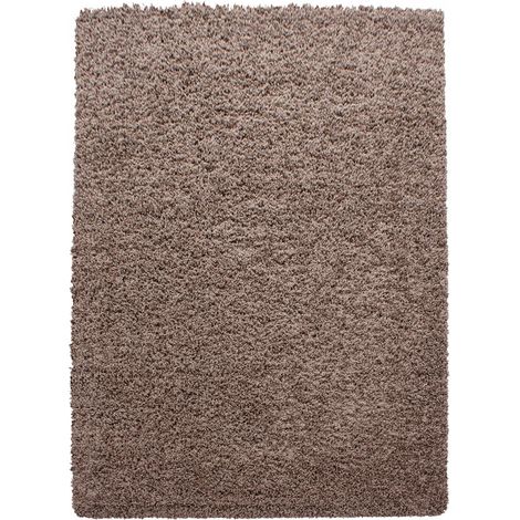 Tapis poils longs shaggy 60x110 mocca tissé rectangle motif uni UNI L