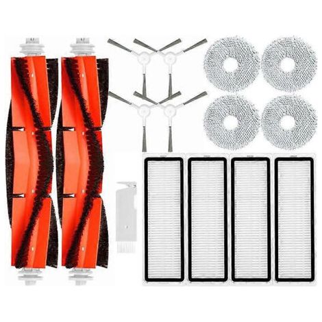Accessoires et pièces détachées pour aspirateur robot Xiaomi S10+ / S10 Plus : brosse latérale principale, filtre HEPA et chiffon de nettoyage.