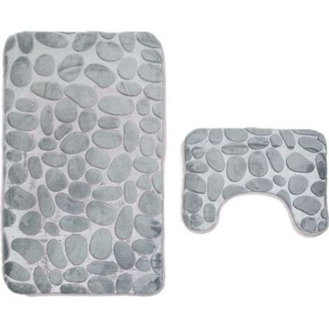 2pcs Coral Velvet Soft non Slip salle de bain douche tapis tapis moquette