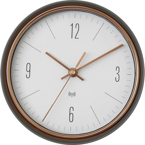 TFA Dostmann 60.3547.10 Radiocontrollato Orologio da parete 22.3 cm x 70 mm Grigio, Rame (1/3)