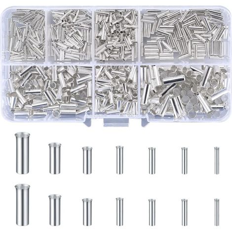 600 Stück unisolierte Stoßverbinder, Crimp-Anschlussset, Aderendhülsen-Crimp-Anschlussset – 0,5/0,75/1,0/1,5/2,5/4,0/6,0 mm²