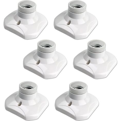 Douille de plafonnier E27 à vis, murale avec culot E27, AC 230 V, porte lampe carrée blanche, base support plastique, lot de 6 (1/5)
