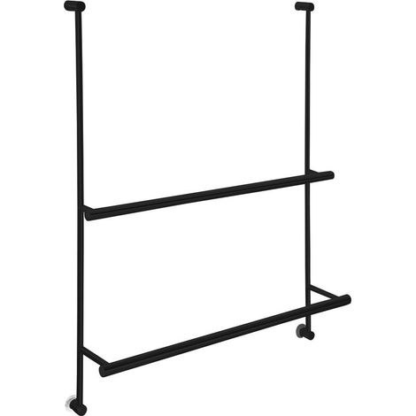 Porte-serviettes pour cabine de douche 600x730x125mm, noir mat (1/2)