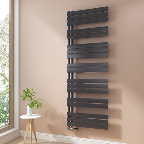 Heilmetz Handtuchheizkörper Warmwasser Badheizkörper Anthrazit 160 x 60 cm 977W Flach Design Seitenanschluss