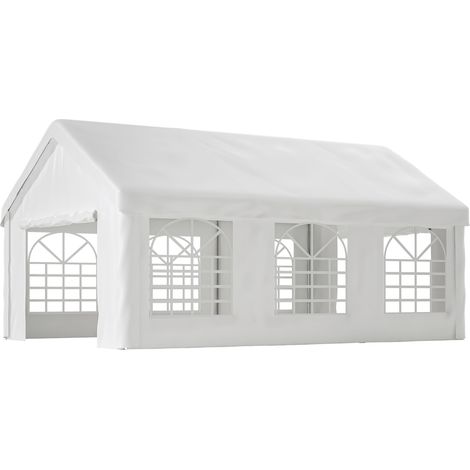 CHICFURN garaje tienda para coche 601x400x281 cm PE blanco estructura de acero doble acceso (1/5)