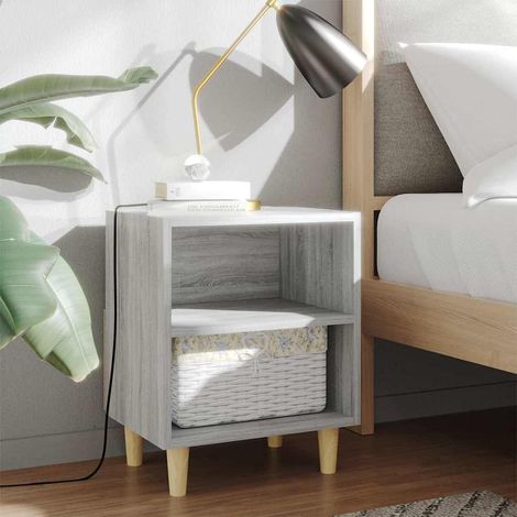 vidaXL Mesita de noche con patas de madera gris Sonoma 40x30x50 cm (1/5)