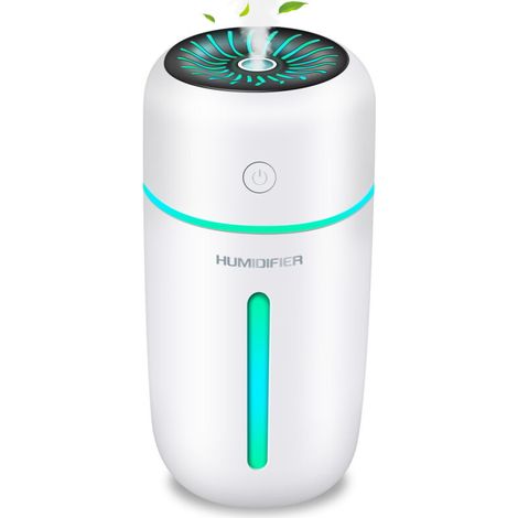 Umidificatore da 300 ml con luce notturna colorata, spegnimento automatico e 2 modalità di nebulizzazione, ideale per ufficio, camera da letto, auto e casa - Crezuo
