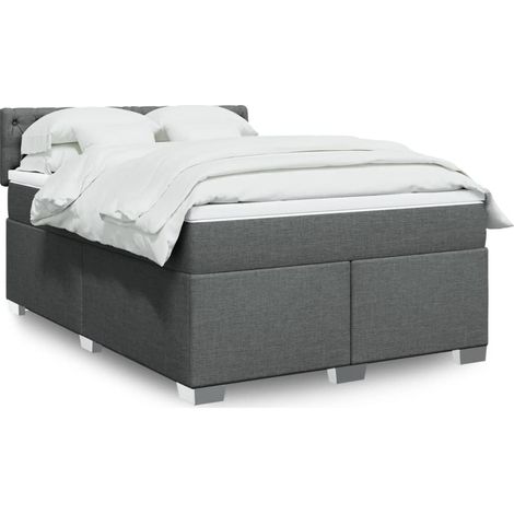 Boxspringbett mit Matratze Dunkelgrau 160x200 cm Stoff