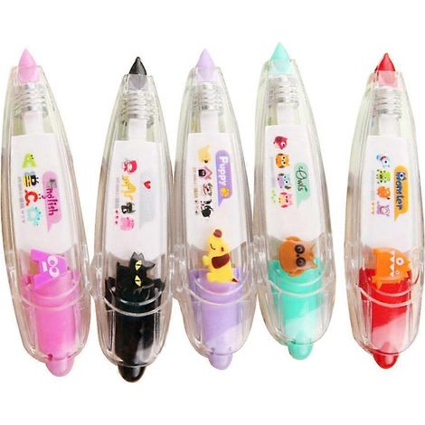Lot de 5 rubans correcteurs à pression, papeterie fantaisie pour scrapbooking, lettres de vœux, agenda, fournitures scolaires et de bureau (couleurs aléatoires)