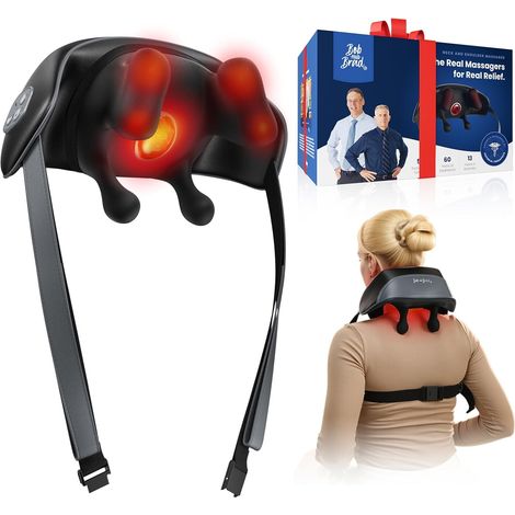Masseur Cervical Shiatsu 4D Chauffant, Massage Dos Épaules Sans Fil avec Chaleur, Mains Libres, Soulagement Douleurs (1/5)