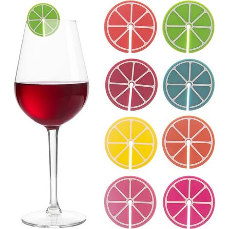 Marqueurs de verre en silicone colores pour fete et identification