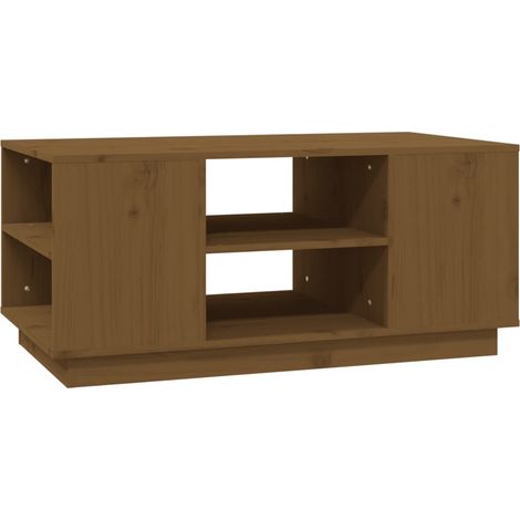 Tavolino con ripiani design moderno 90 x 49 x 40,5 cm legno massello di pino marrone DEC039505