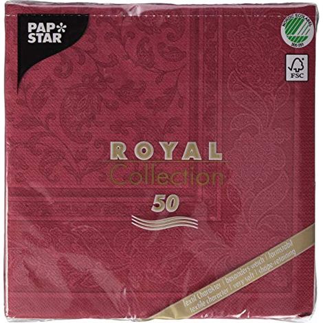 50 tovaglioli Royal Collection 1/4 piegati 40 cm x 40 cm Bordeaux Ornaments (1/3)